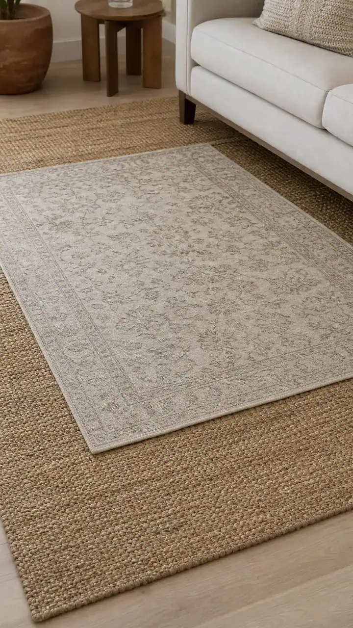 2. Layer A Small Rug On Top Of A Bigger One