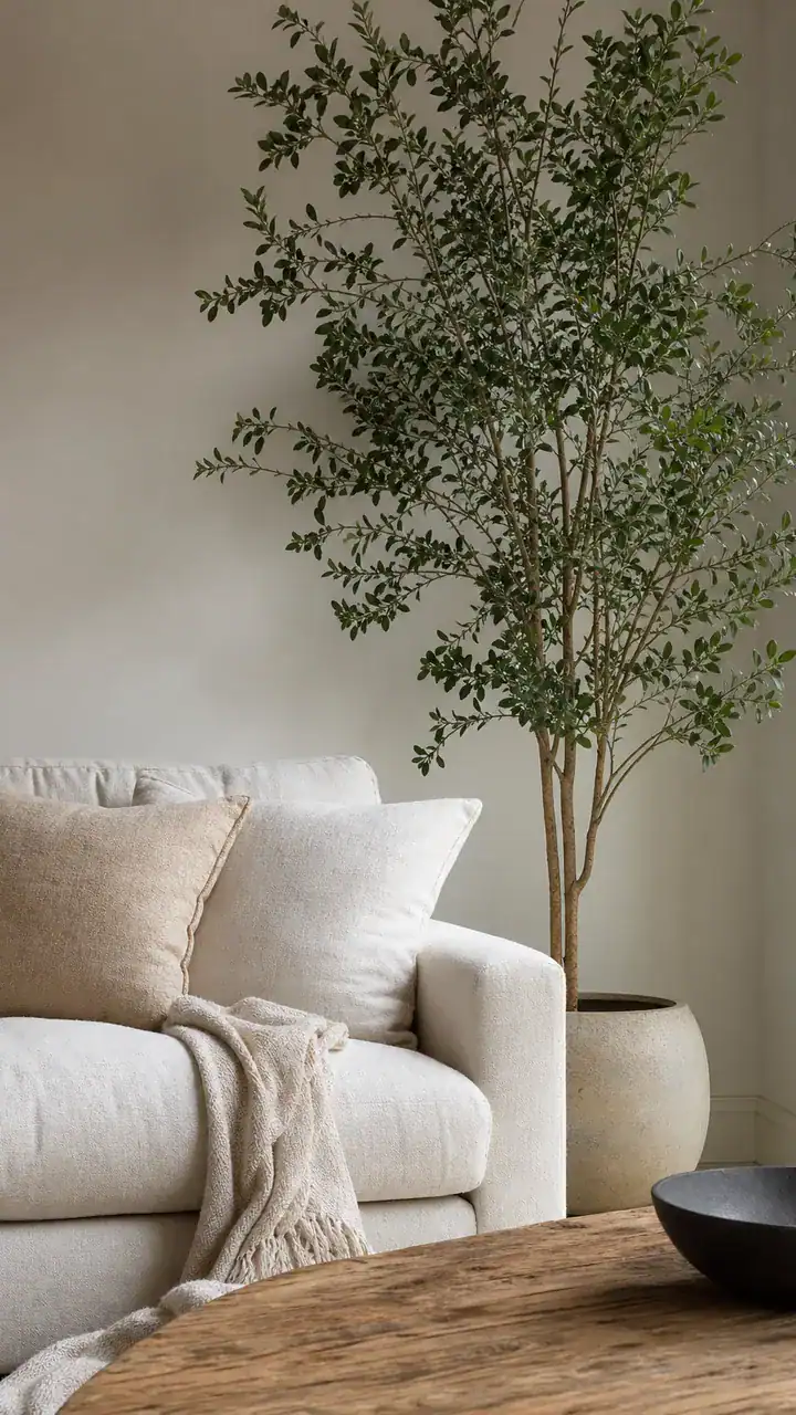 10. Add A Plant Taller Than The Couch