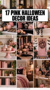 17 Pink Halloween Decor Ideas So Pretty You’ll Want to Leave Them Up All Year Pretty pink Halloween decor collage