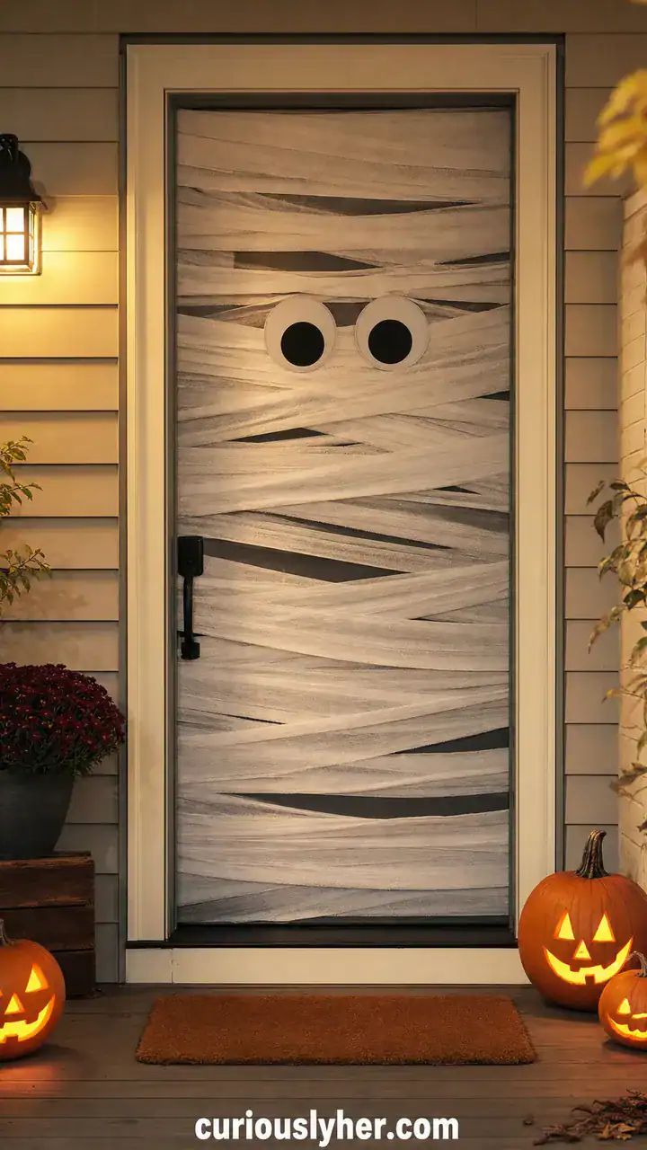 1. A Front Door Wrapped Up Like a Mummy With Two Big Googly Eyes