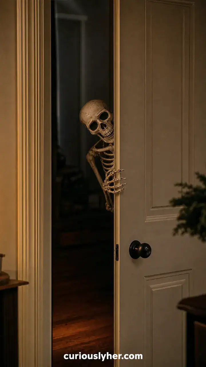 13. A Skeleton Peeking Out Around the Edge of the Door