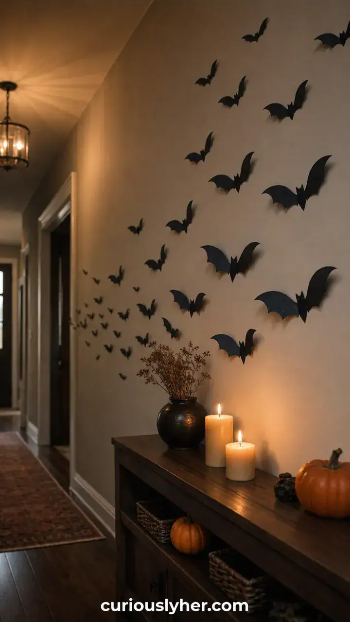 9. A Paper Bat Swarm Flying Up the Hallway Wall