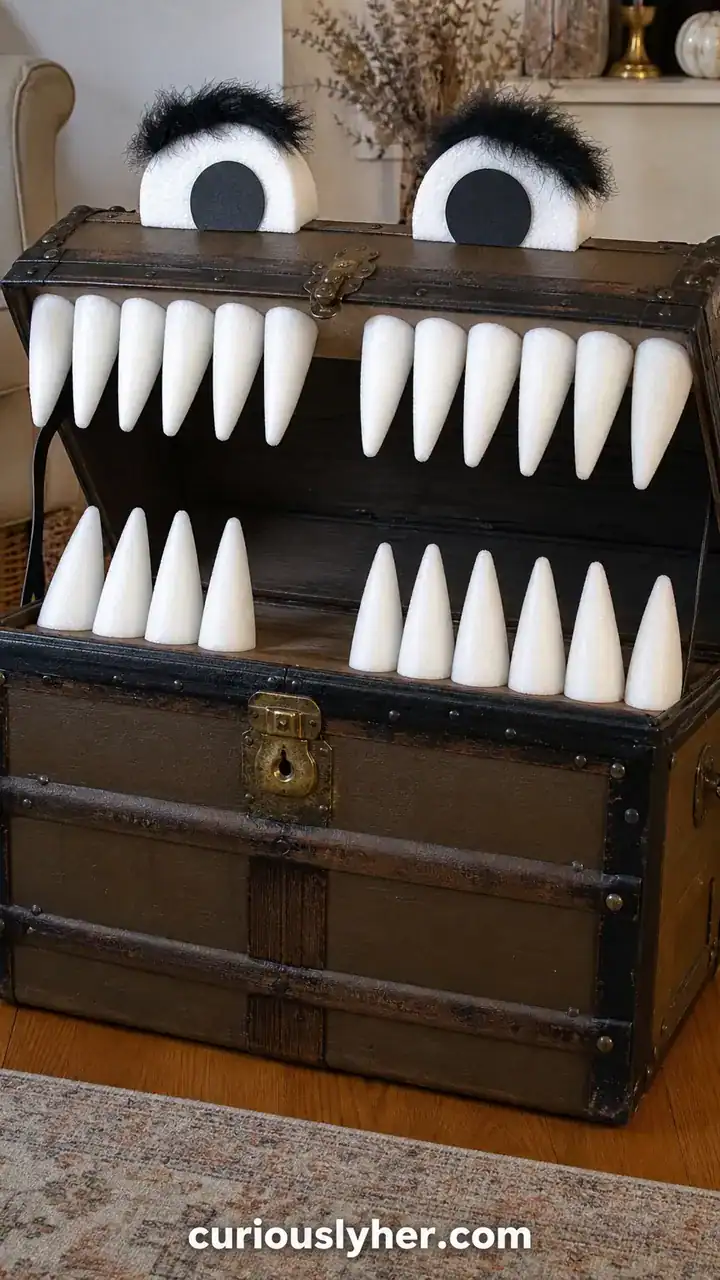 1. A Trunk Turned Into A Giant Monster Mouth With Pool Noodle Teeth