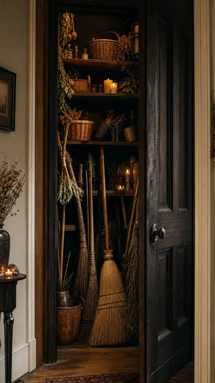 10. A Witchy Broom Closet With the Door Slightly Open