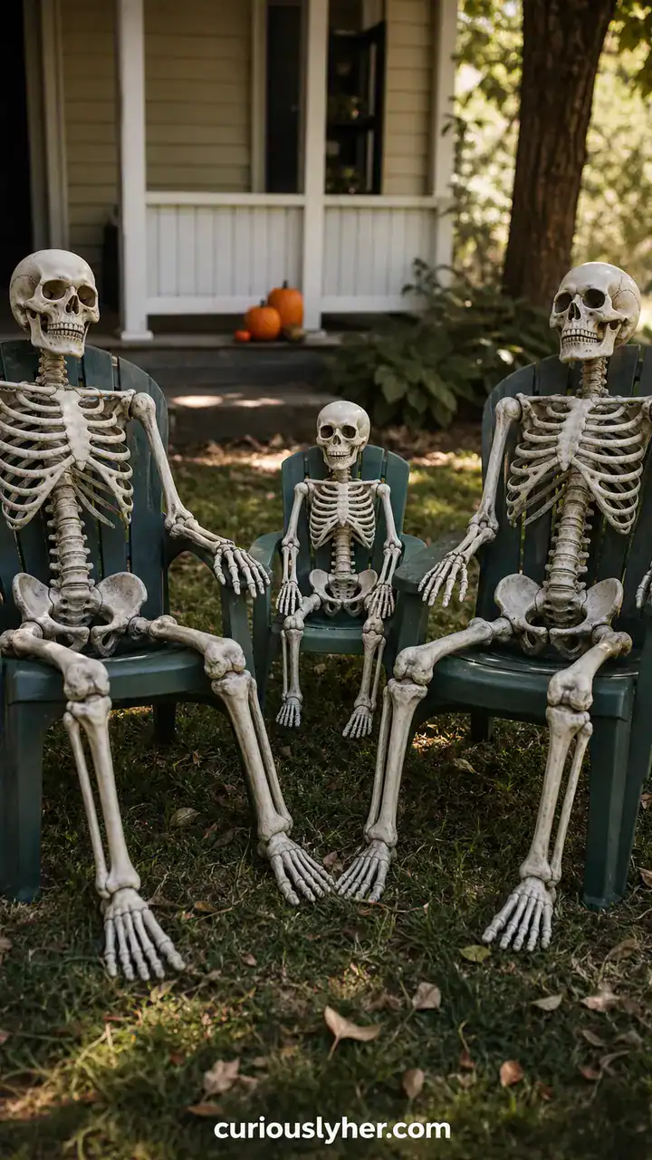 6. A Creepy Skeleton Family Lounging in Your Lawn Chairs