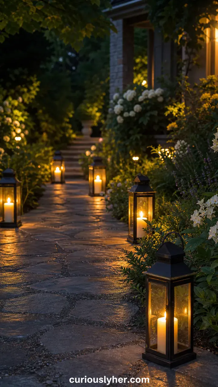 8. Flickering Candle Lanterns Lining Your Walkway