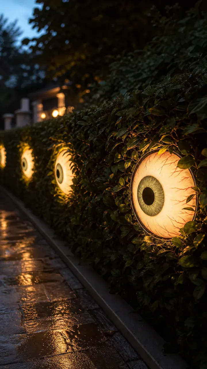 15. Giant Glowing Eyeballs Staring Out From Your Hedges