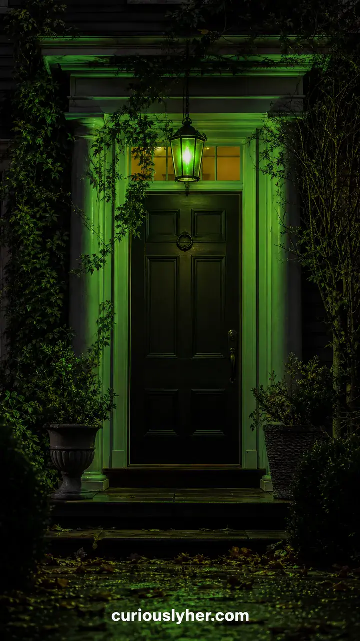 19. A Spooky Porch Light Glowing Green Over Your Door
