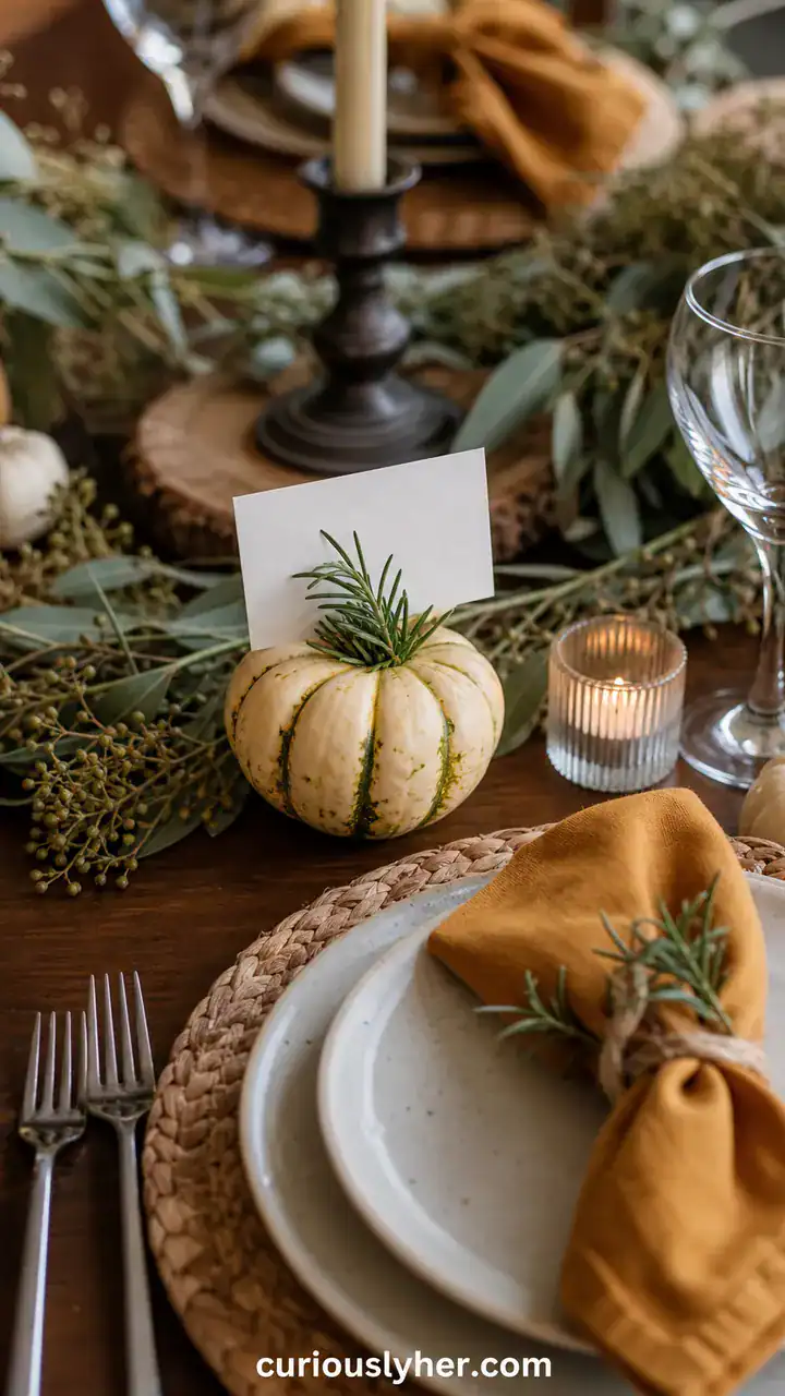 8. Your Hand-Lettered Place Cards Tucked Into Little Gourds