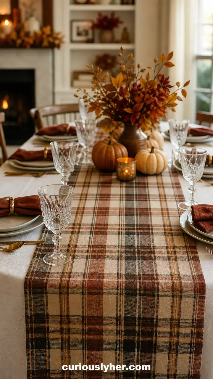 20. Your Plaid Table Runner Layered Over A Crisp White Tablecloth
