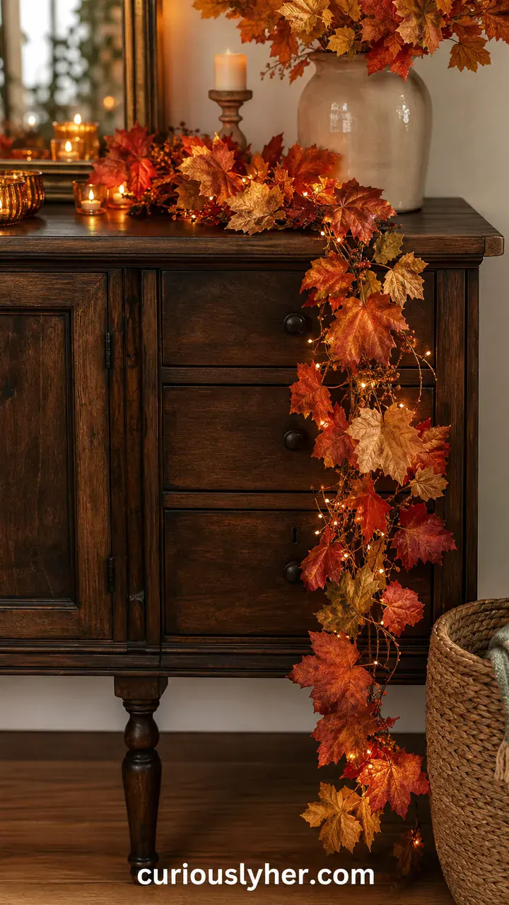 8. Your Fall Leaf Garland Tumbling Off The Edge Of The Buffet