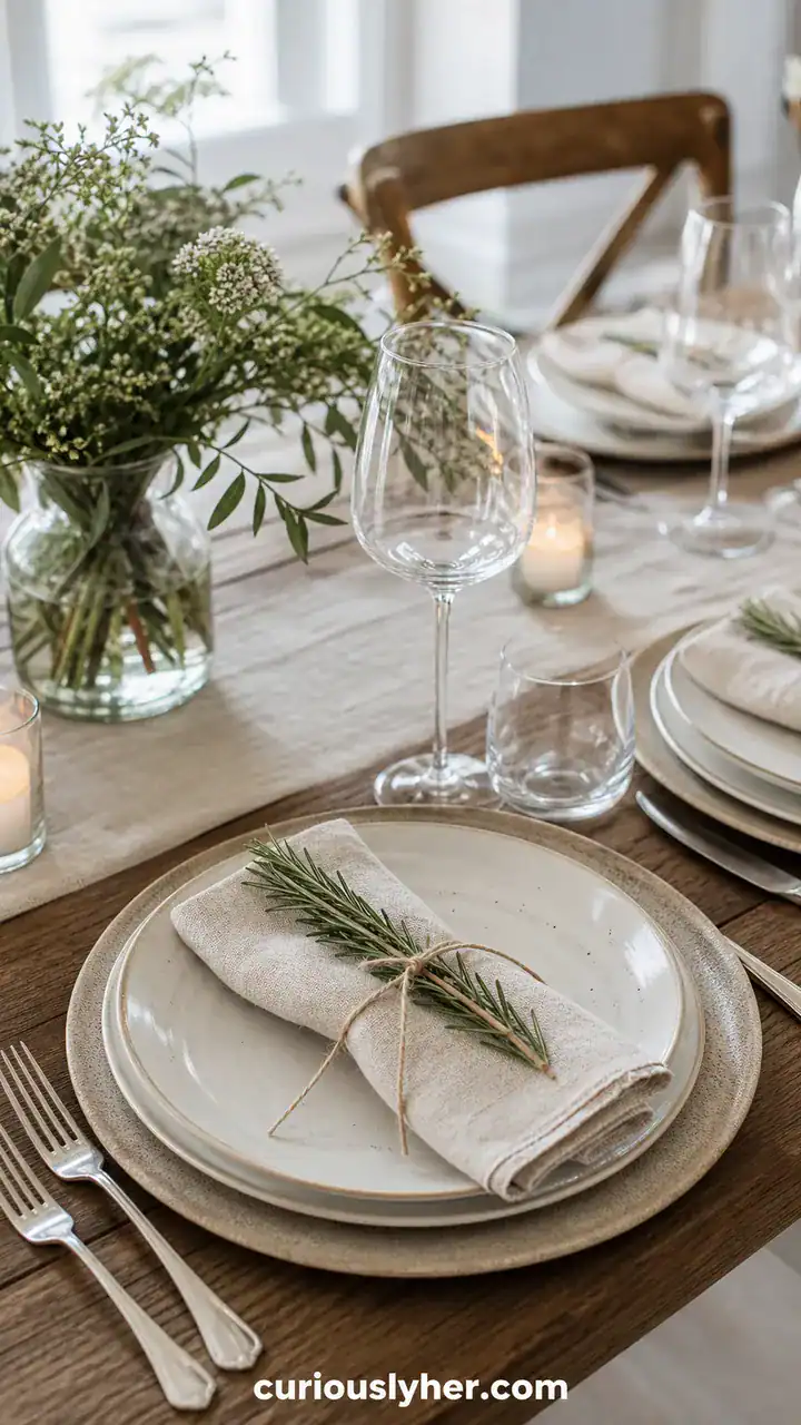 10. The Linen Napkins Tied With A Sprig Of Rosemary At Every Plate