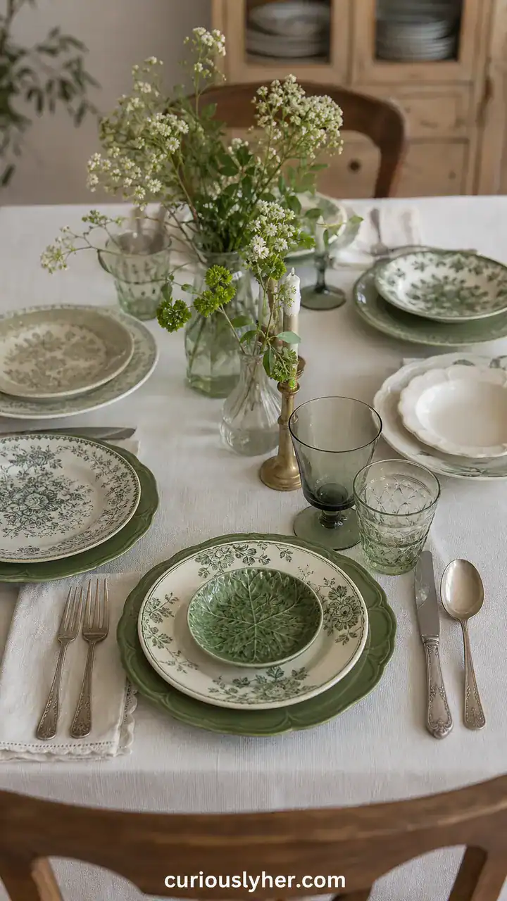 8. The Mismatched Vintage Plate Setting in One Shared Color