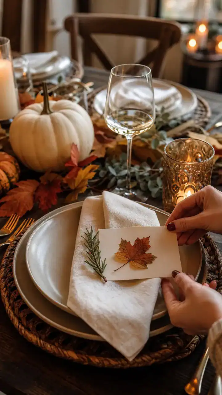 16. A Thankful Setting With a Little Gratitude Note on Every Plate