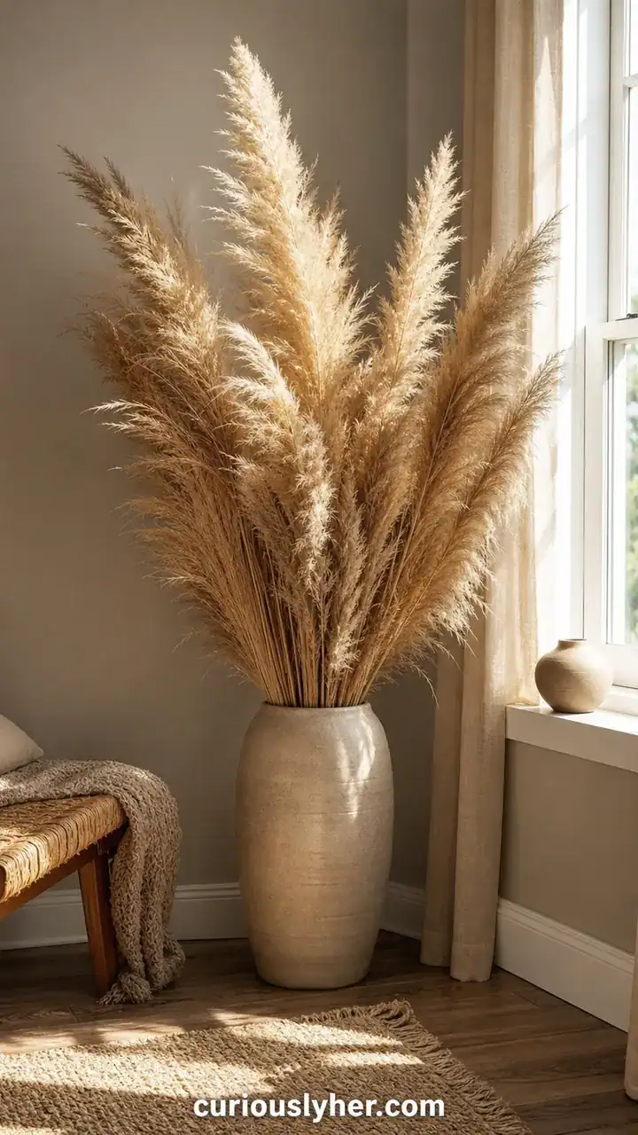 6. The Pampas Grass Corner In A Tall Floor Vase By The Window