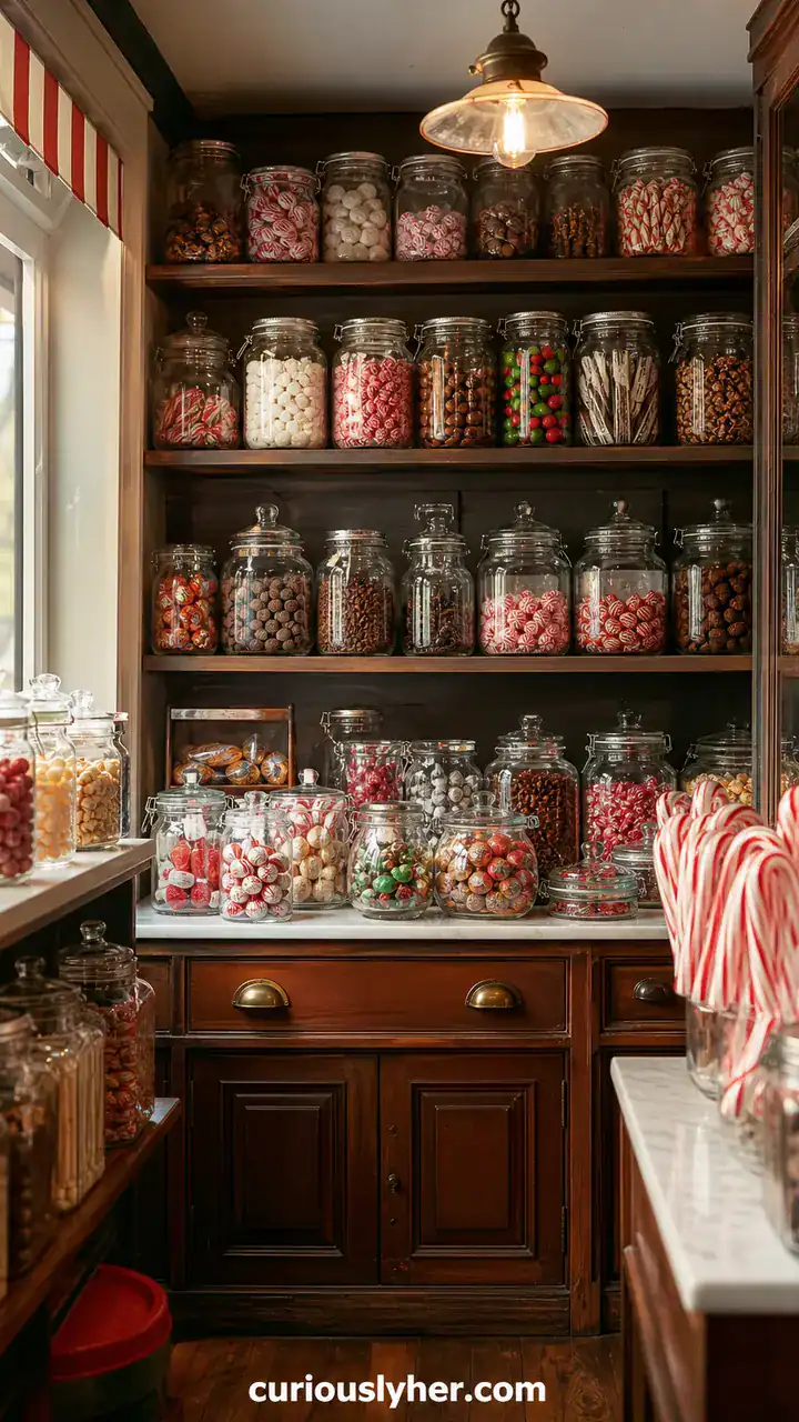 14. A Pantry With Clear Jars, Candy Canes, And That Old-School Treat Shop Feel