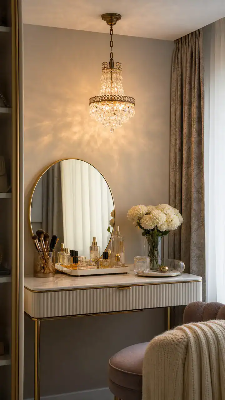 5. A Tiny Crystal Chandelier Over Your Dressing Area