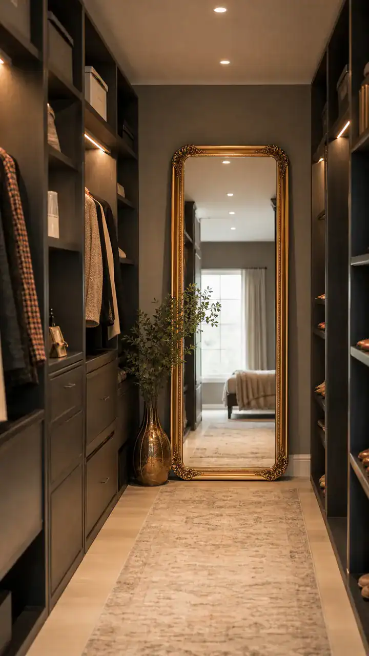 7. A Full-Length Gold-Framed Mirror at the End of Your Walk-In