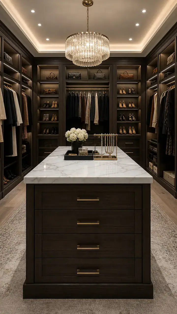 11. A Marble-Top Island in the Middle of a Big Closet