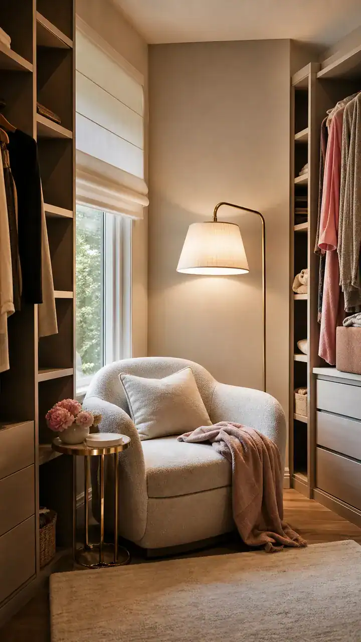 19. A Cozy Reading Chair and Floor Lamp in the Corner of Your Walk-In