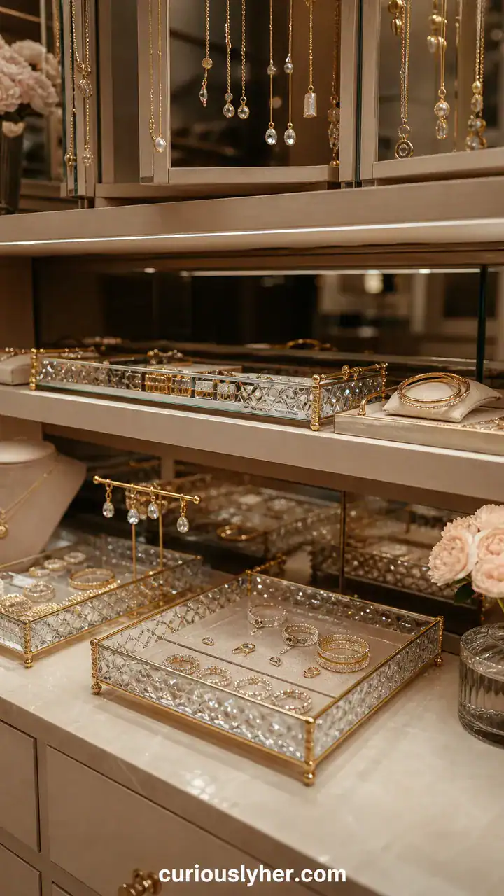 7. A Jewelry-Shop Closet Display With Sparkling Glass Trays