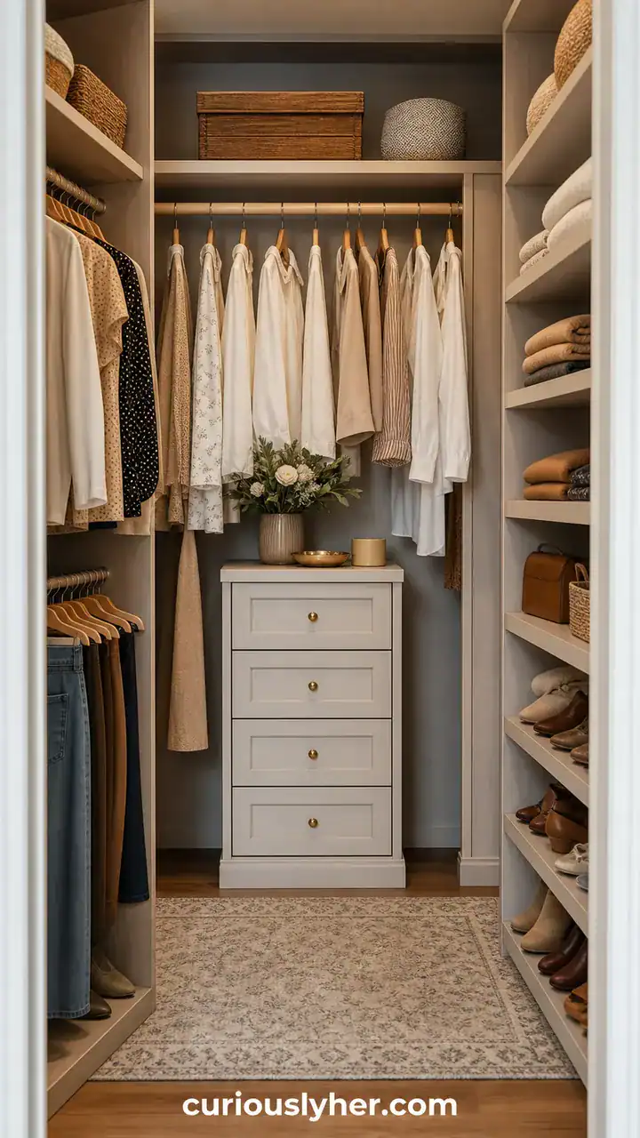 6. A Closet Layout With A Small Drawer Unit