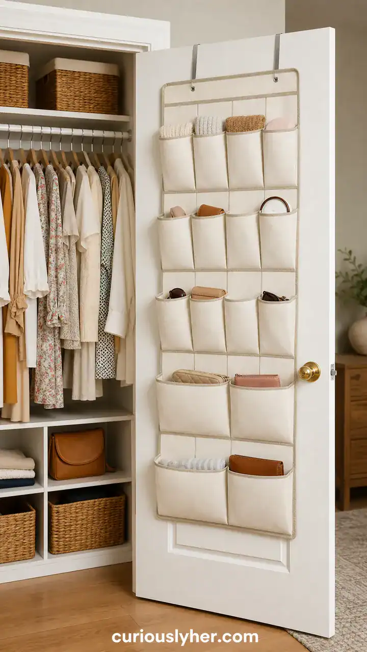 8. A Closet Storage Idea With An Over-The-Door Organizer