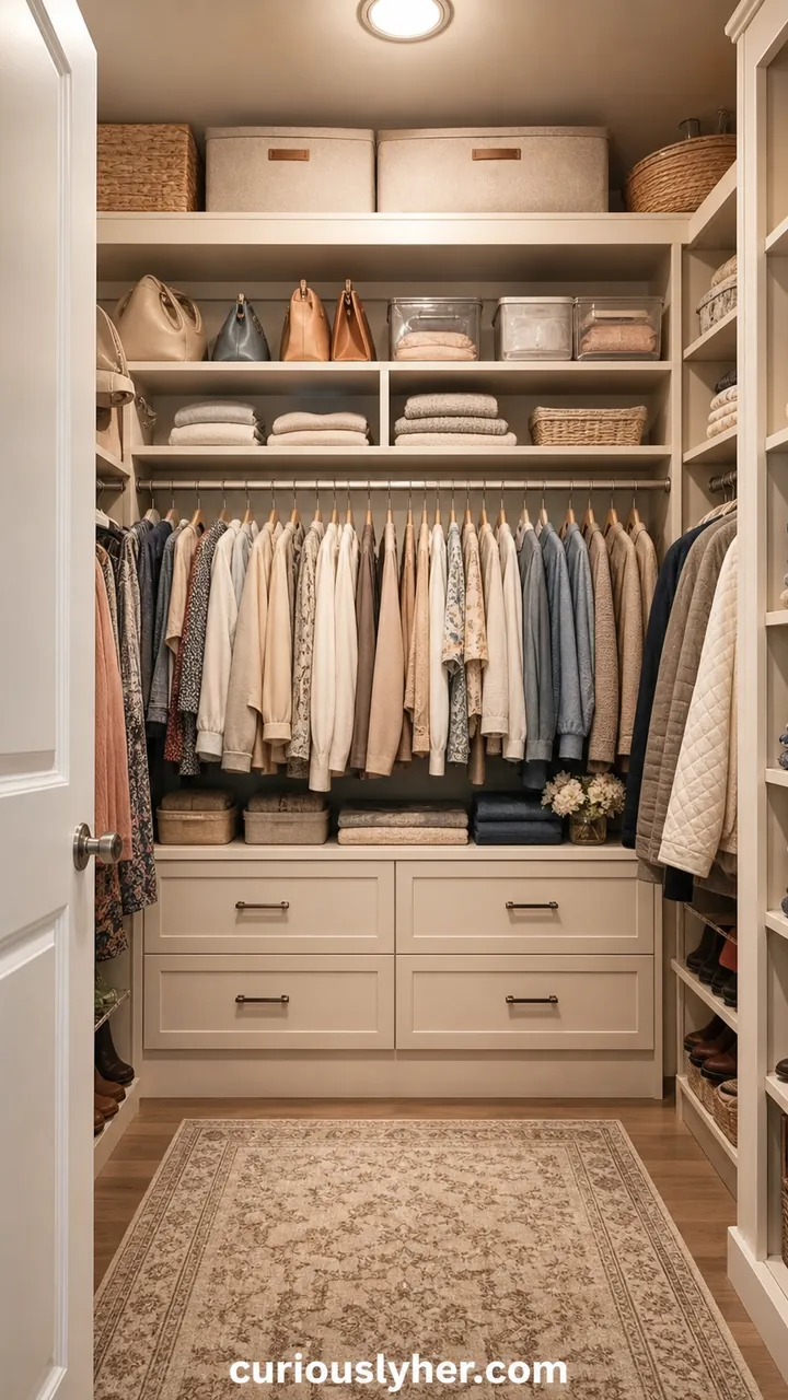 15. A Closet Storage Plan With High Shelves For Rarely Used Items
