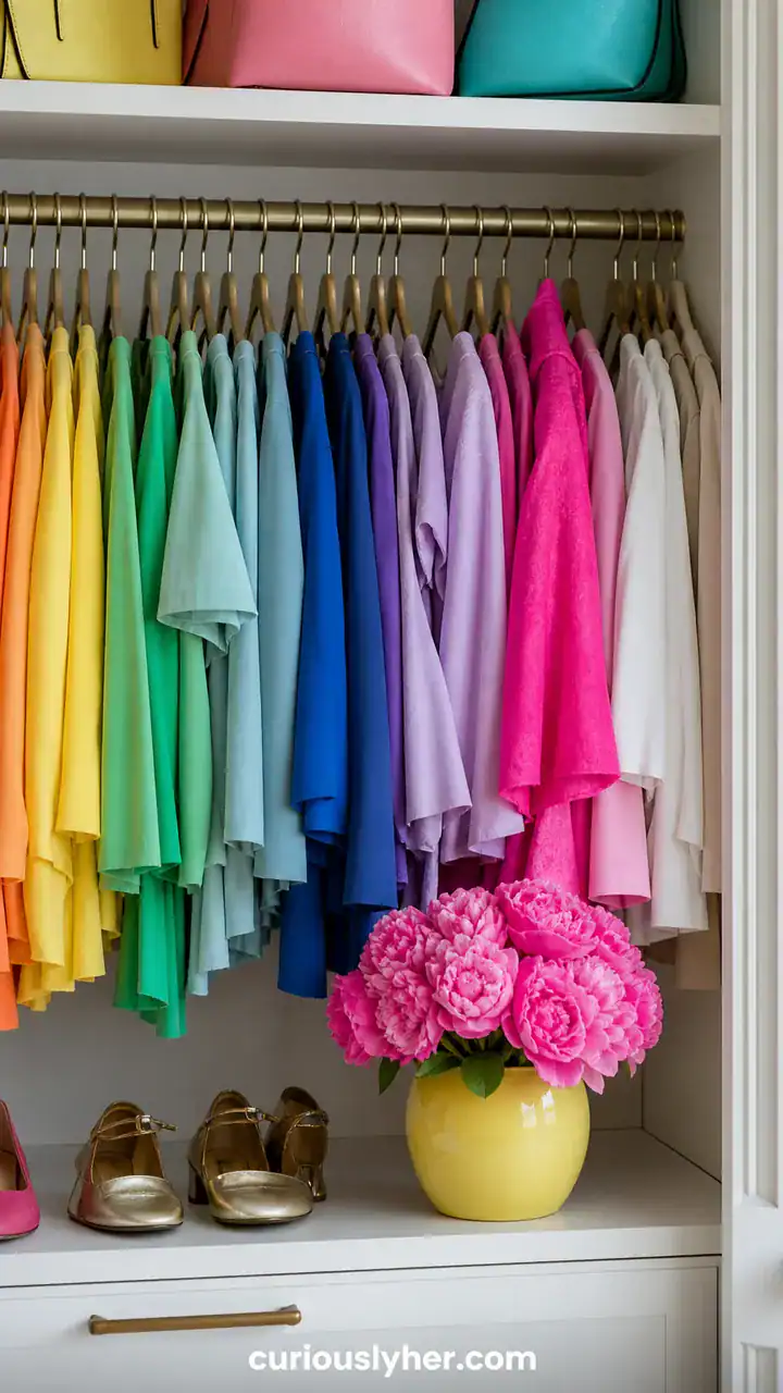 2. A Colorful Closet Moment On A Budget With Rainbow Clothes And One Bright Pop