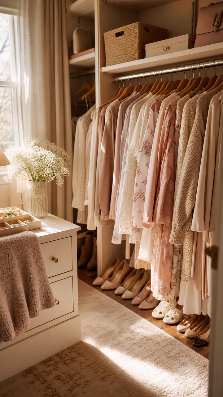 25. A Sunday-Morning Closet Feel On A Budget With Soft Lighting And Everything Looking Peaceful