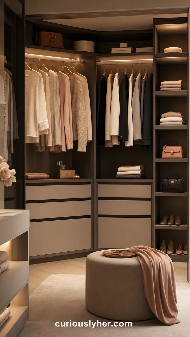 17. A Grown-Up And Polished Feel From Bedroom Closet Interior Ideas With Matching Sets And Simple Lines