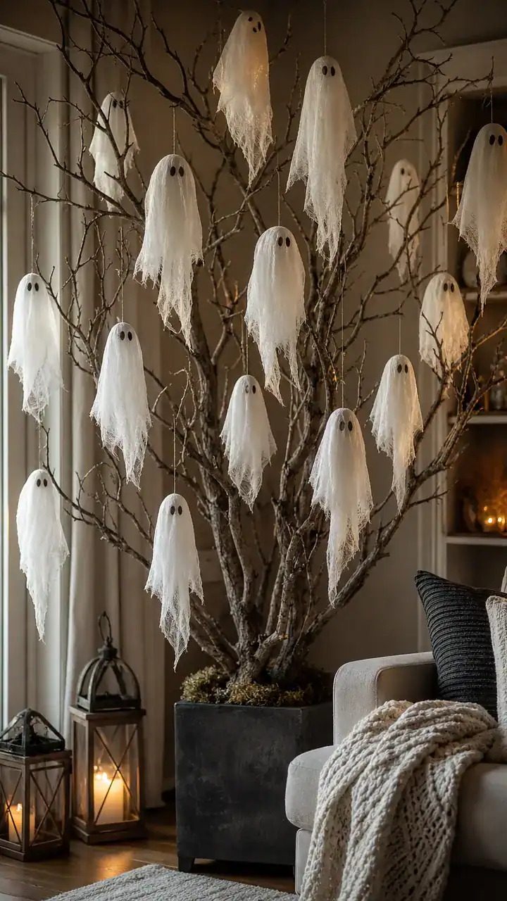 14. A Tree Full of Floating Ghosts Made From Cheesecloth and Fishing Line